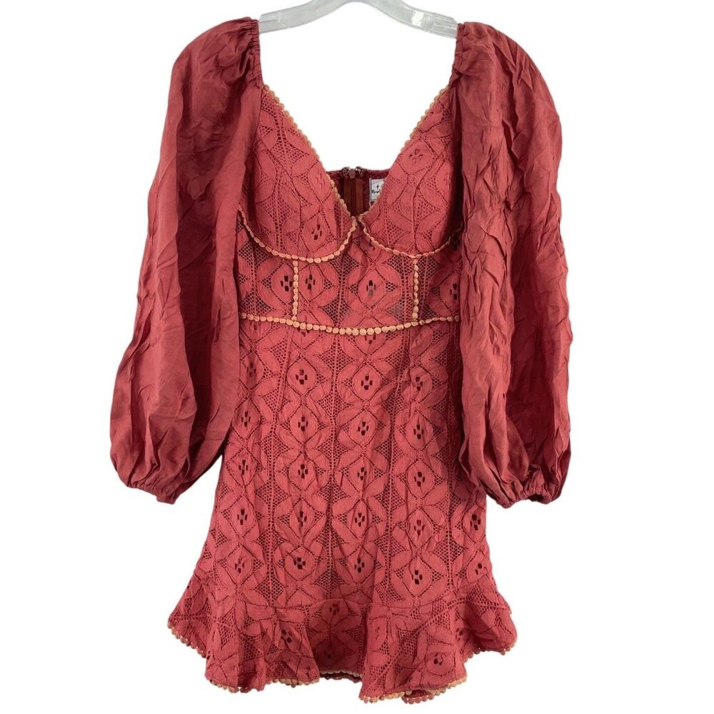 NWT~Angel Biba~ Rose Lacy Puff Sleeve Fit & Flare Dress~Small